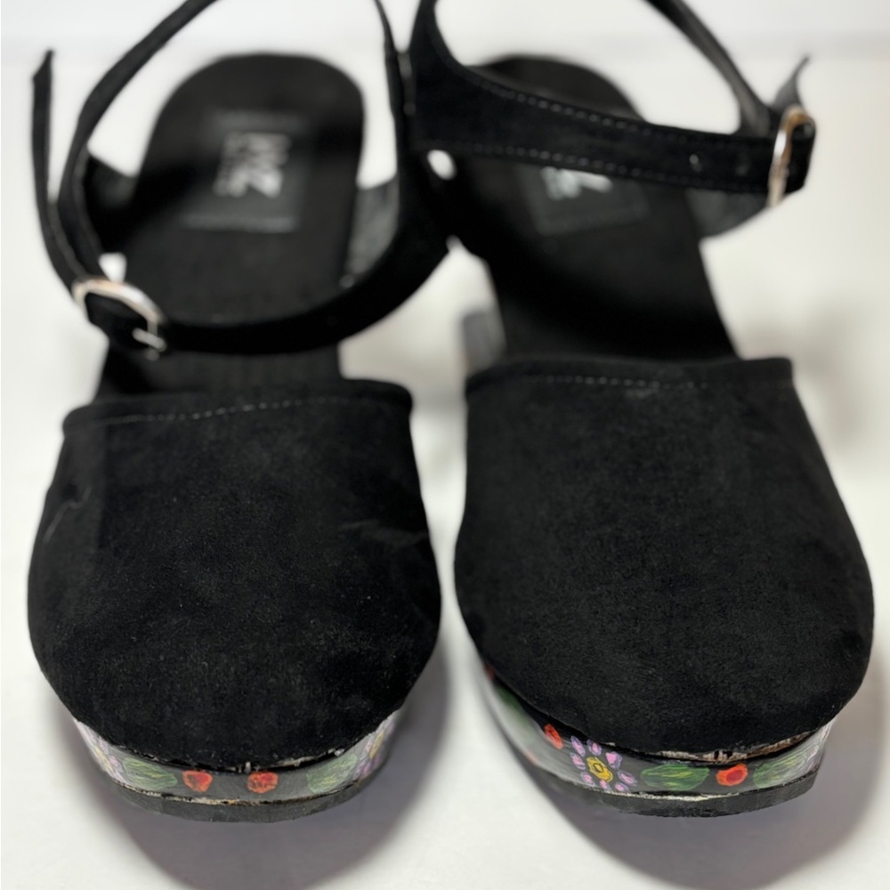 ONE OF A KIND Sugar Skull Mary Jane Handmade Wedge Platform Heel Punk Goth SZ7 - Picture 9 of 11